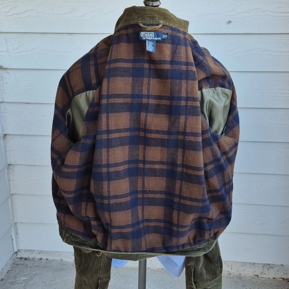 POLO Ralph Lauren Dark Green Corduroy Cotton Blend Sz XL Mens Full‎ Zip Jacket
